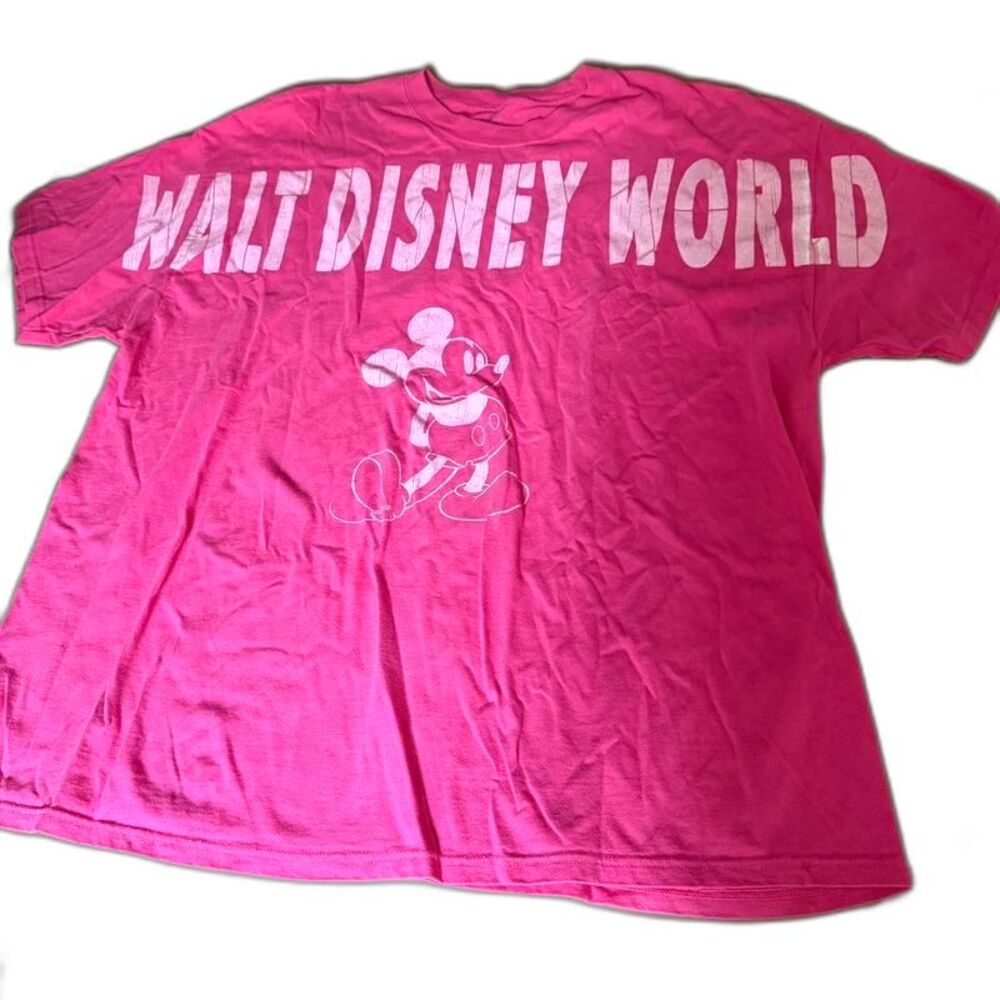 Walt Disney World Mickey Mouse Hot Pink Graphic T-Shirt XXL Disney Parks
